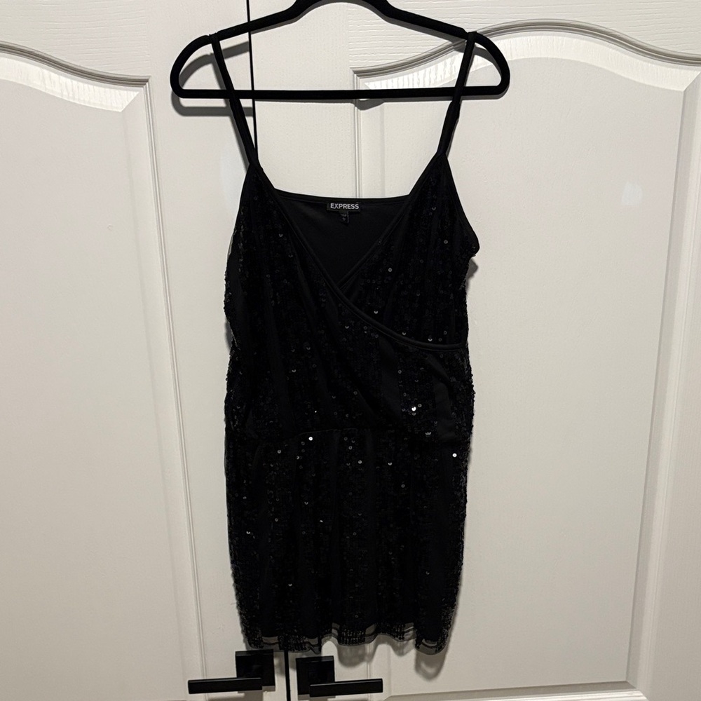 Express Black Sequin Cocktail Dress